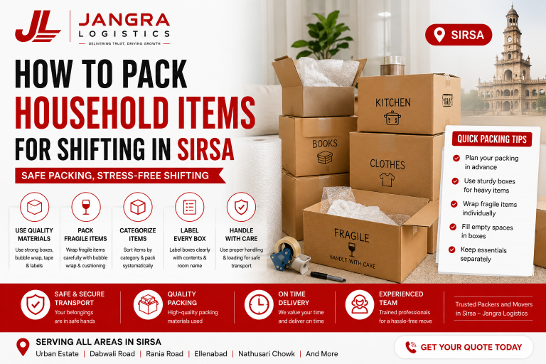 How to Pack Household Items for Shifting in Sirsa